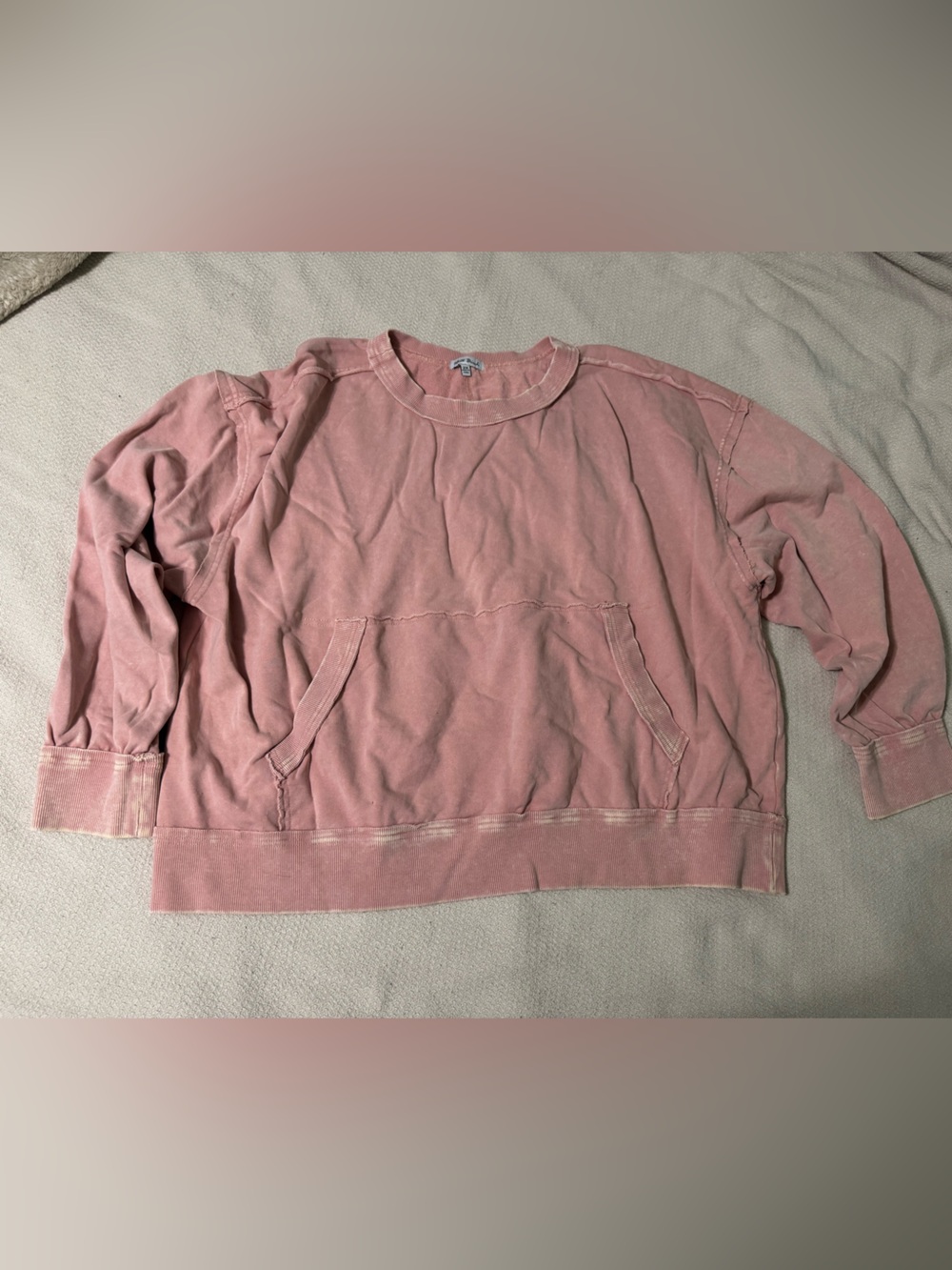 White birch Women’s 2x cotton Pink Crewneck cropped Pullover Sweatshirt